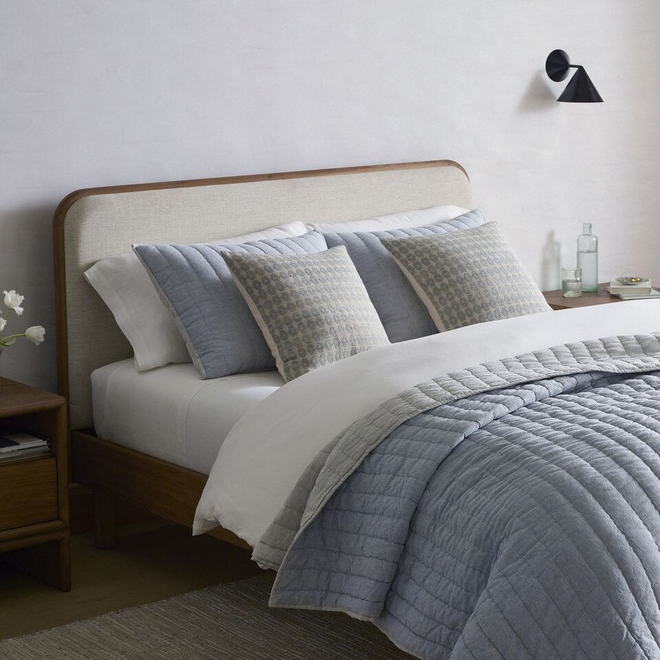 Miles Wood & Upholstered Bed