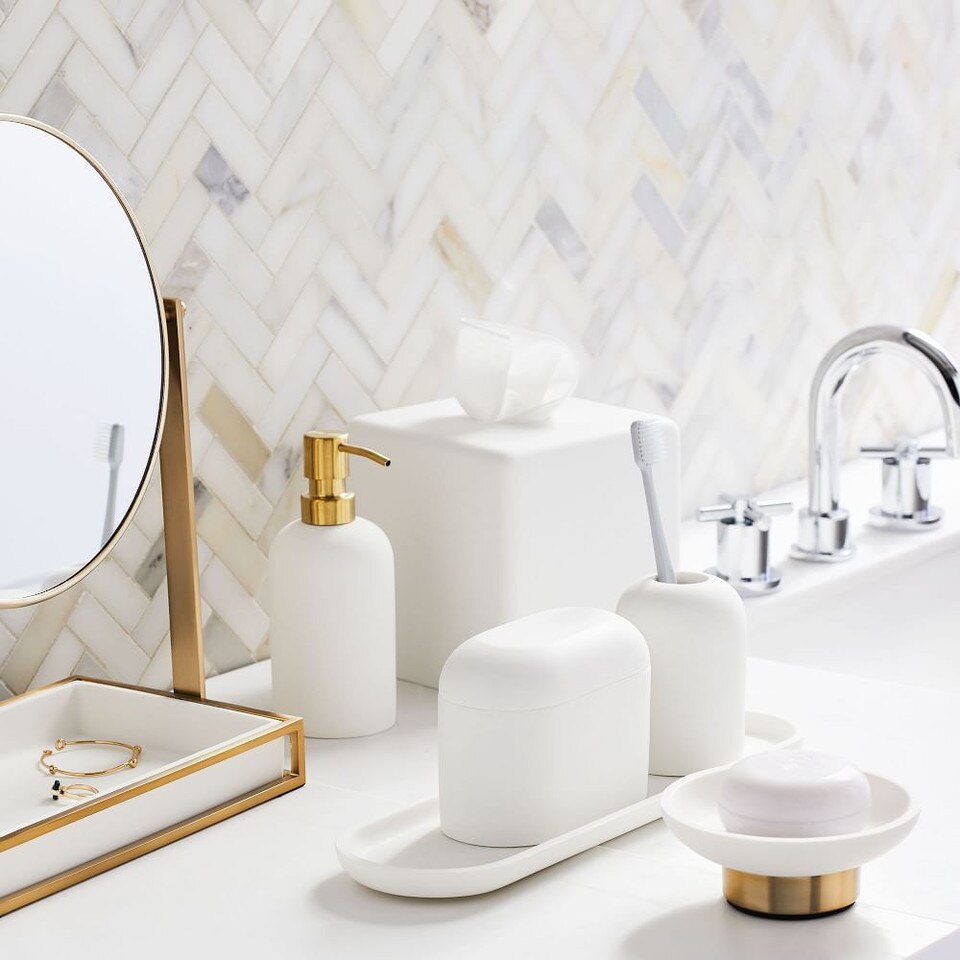 Modern Resin Stone Bath Accessories - Antique Brass