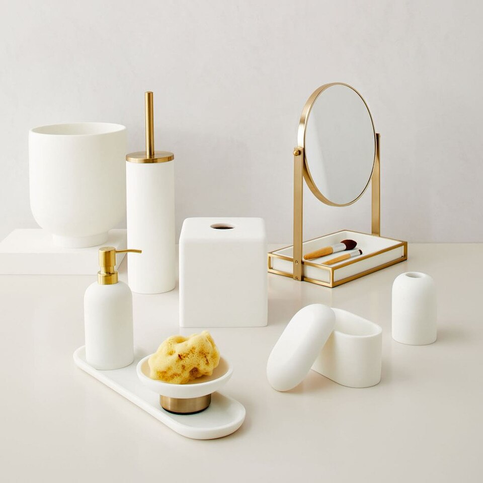 Modern Resin Stone Bath Accessories - Antique Brass