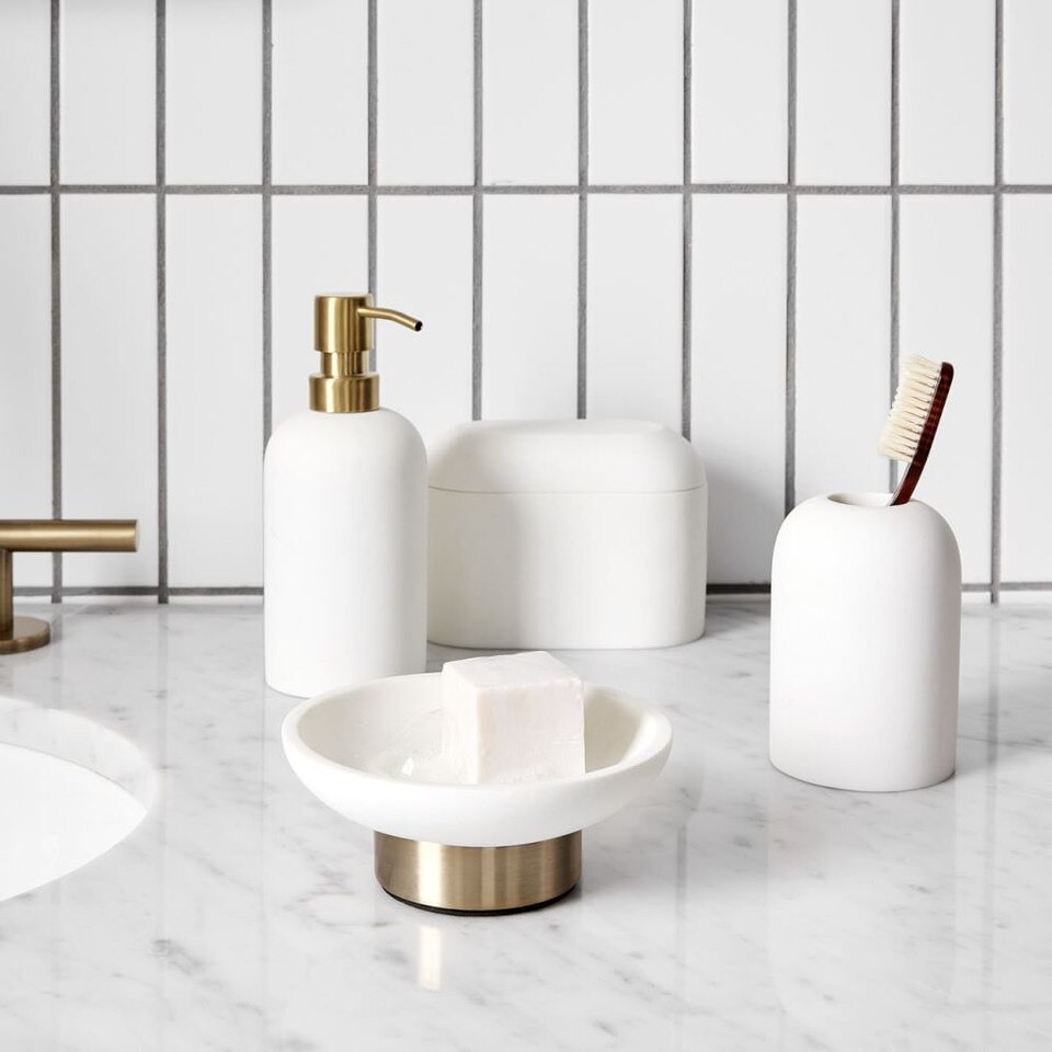 Modern Resin Stone Bath Accessories - Antique Brass
