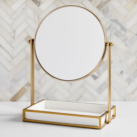 Modern Resin Stone Vanity Mirror Antique Brass West Elm Australia Modern Resin Stone Vanity Mirror, Best Makeup Mirrors Australia