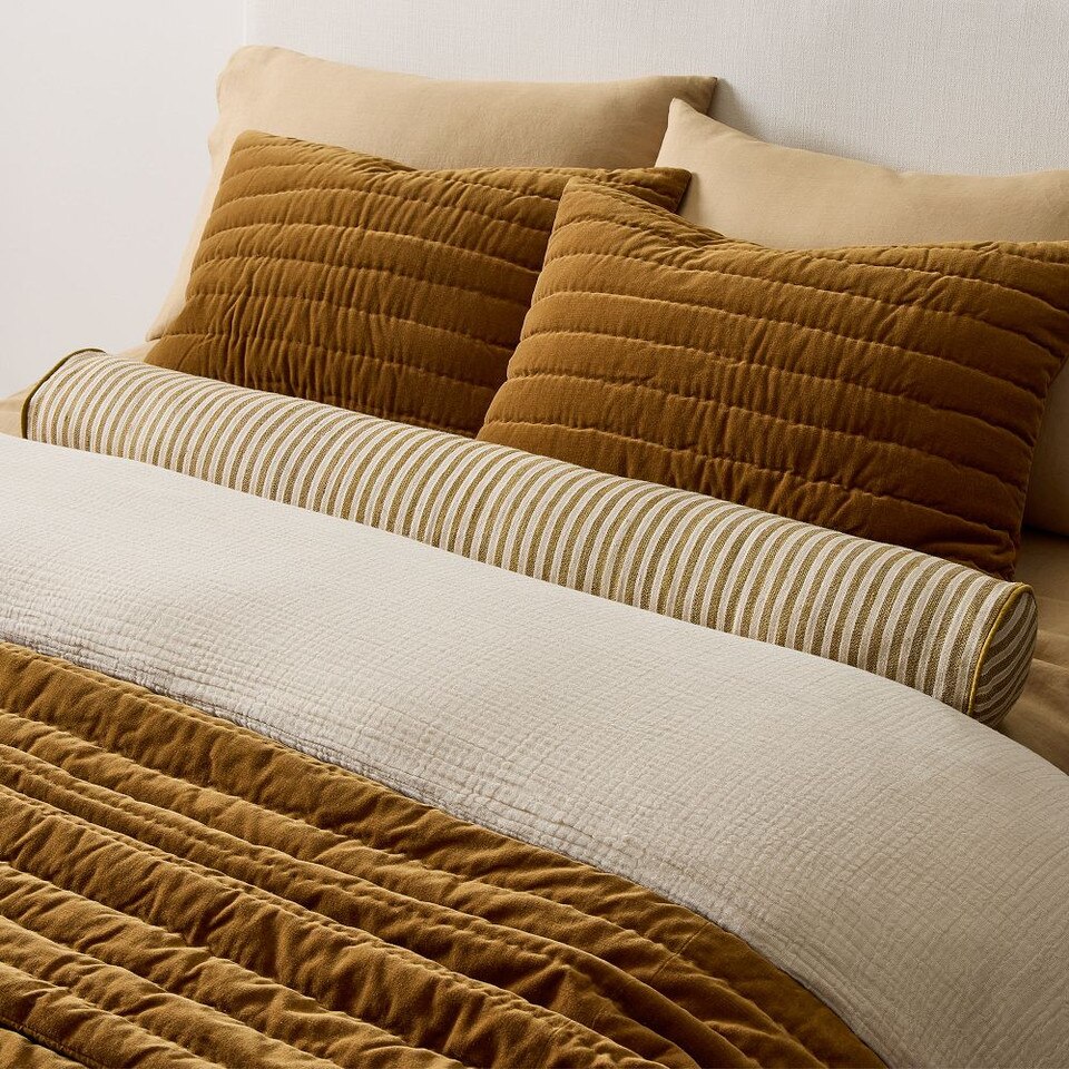 Modern Silk Stripe Bolster Cushion