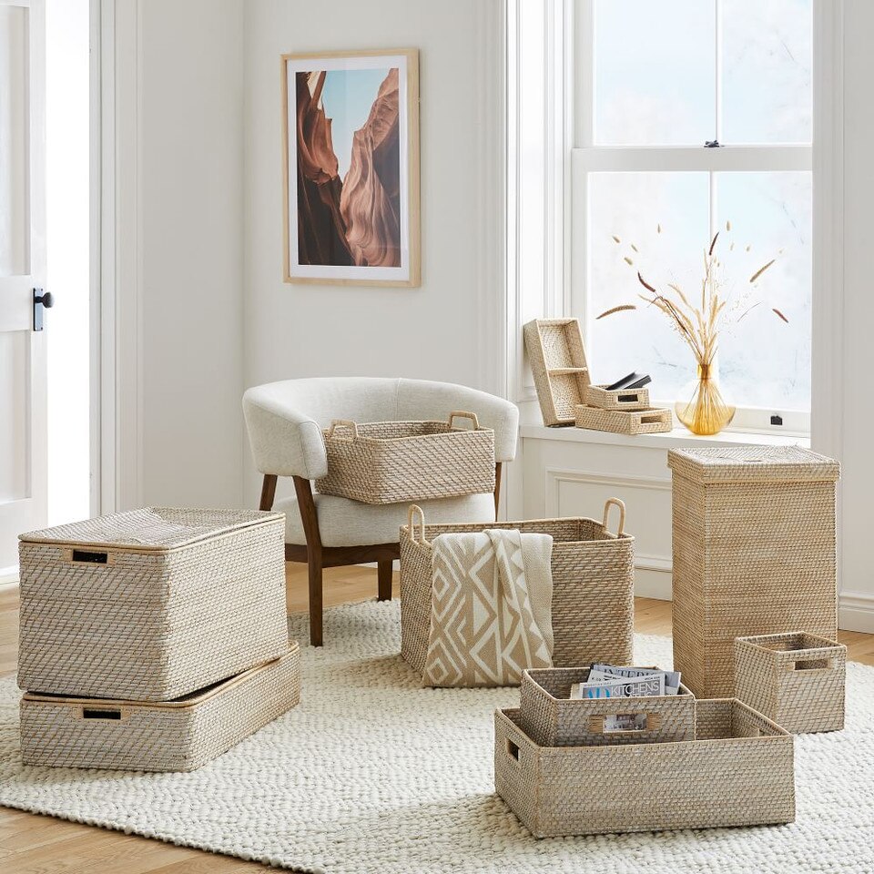Modern Weave Lidded Hamper Basket