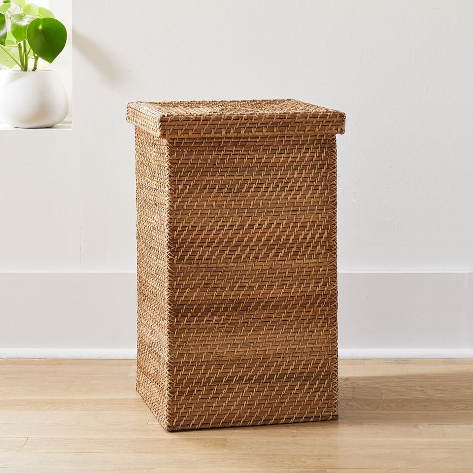 Modern Weave Lidded Hamper Basket