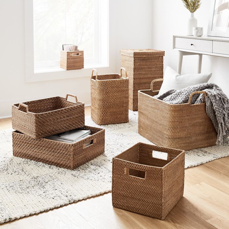 Modern Weave Lidded Hamper Basket