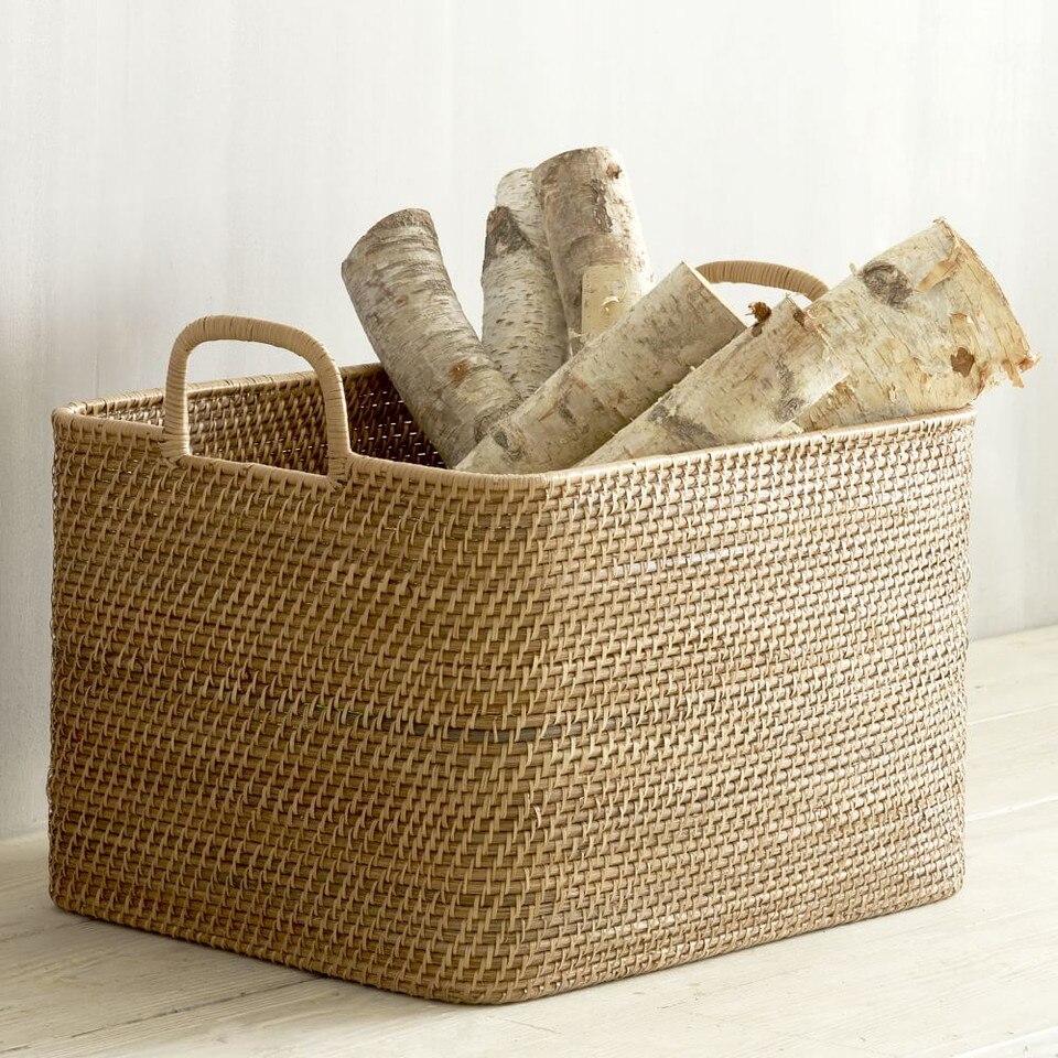 Modern Weave Oversized Storage Basket w/ Handles