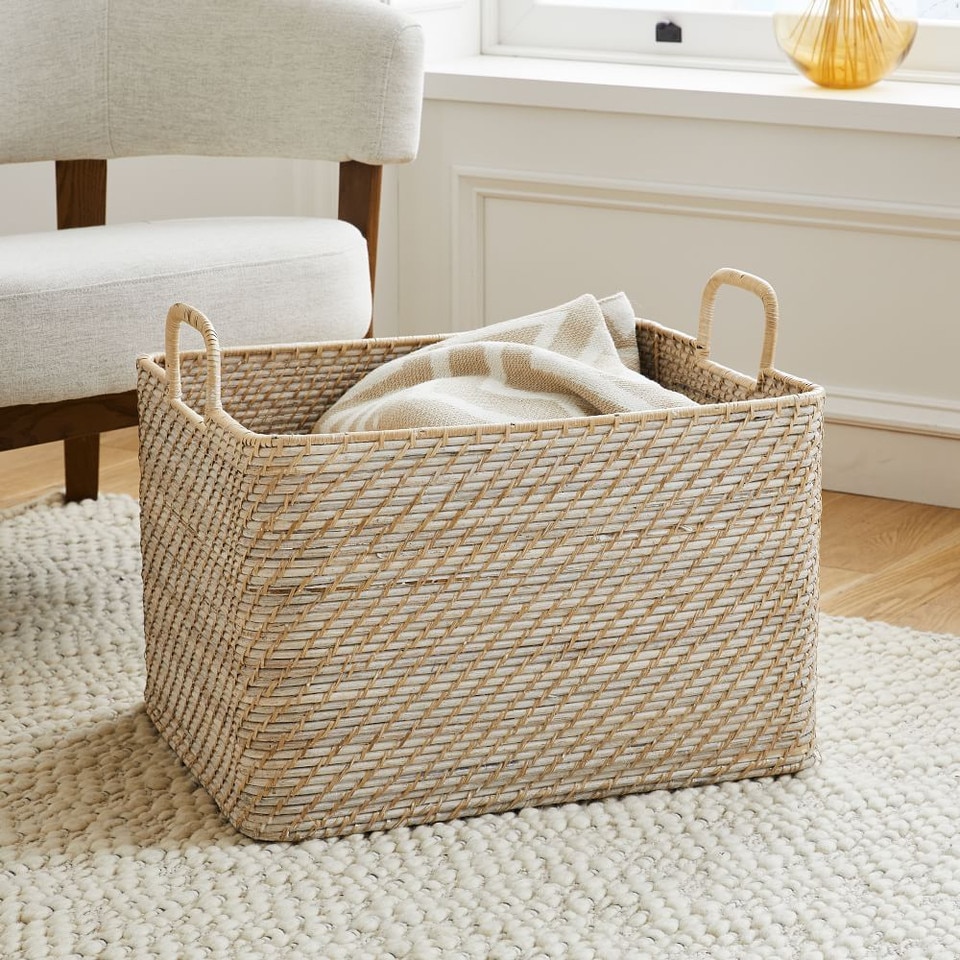 Modern Weave Oversized Storage Basket w/ Handles