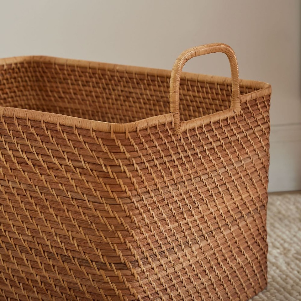 Modern Weave Oversized Storage Basket w/ Handles