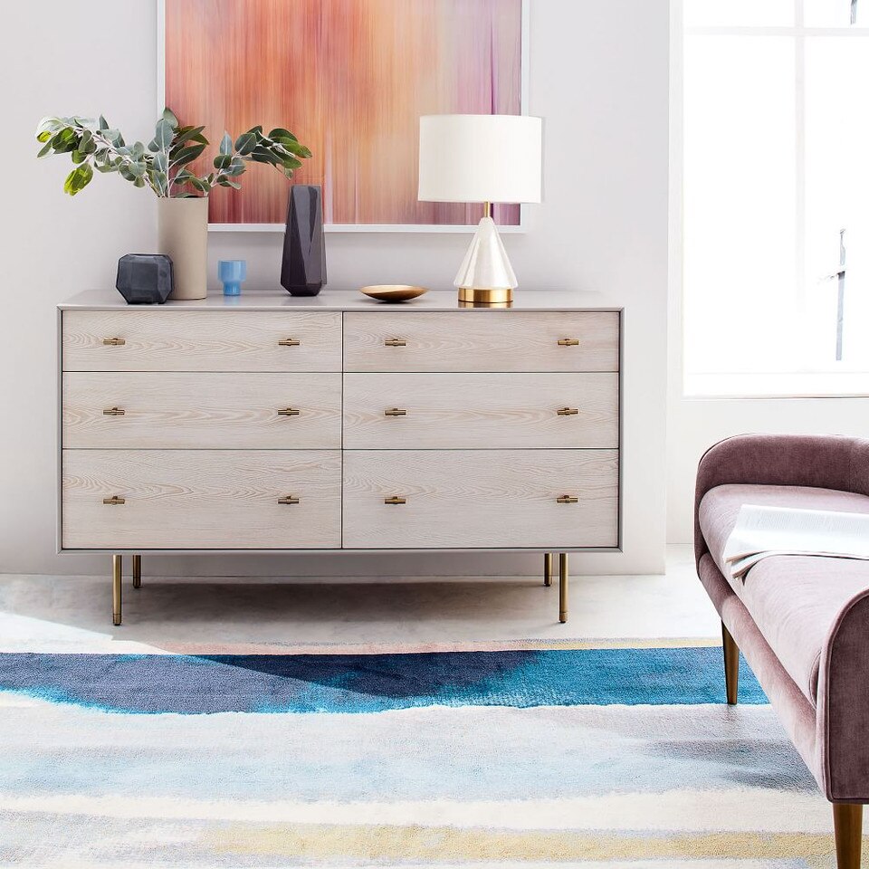 Modernist Wood & Lacquer 6-Drawer Dresser (147 cm) - Winter Wood