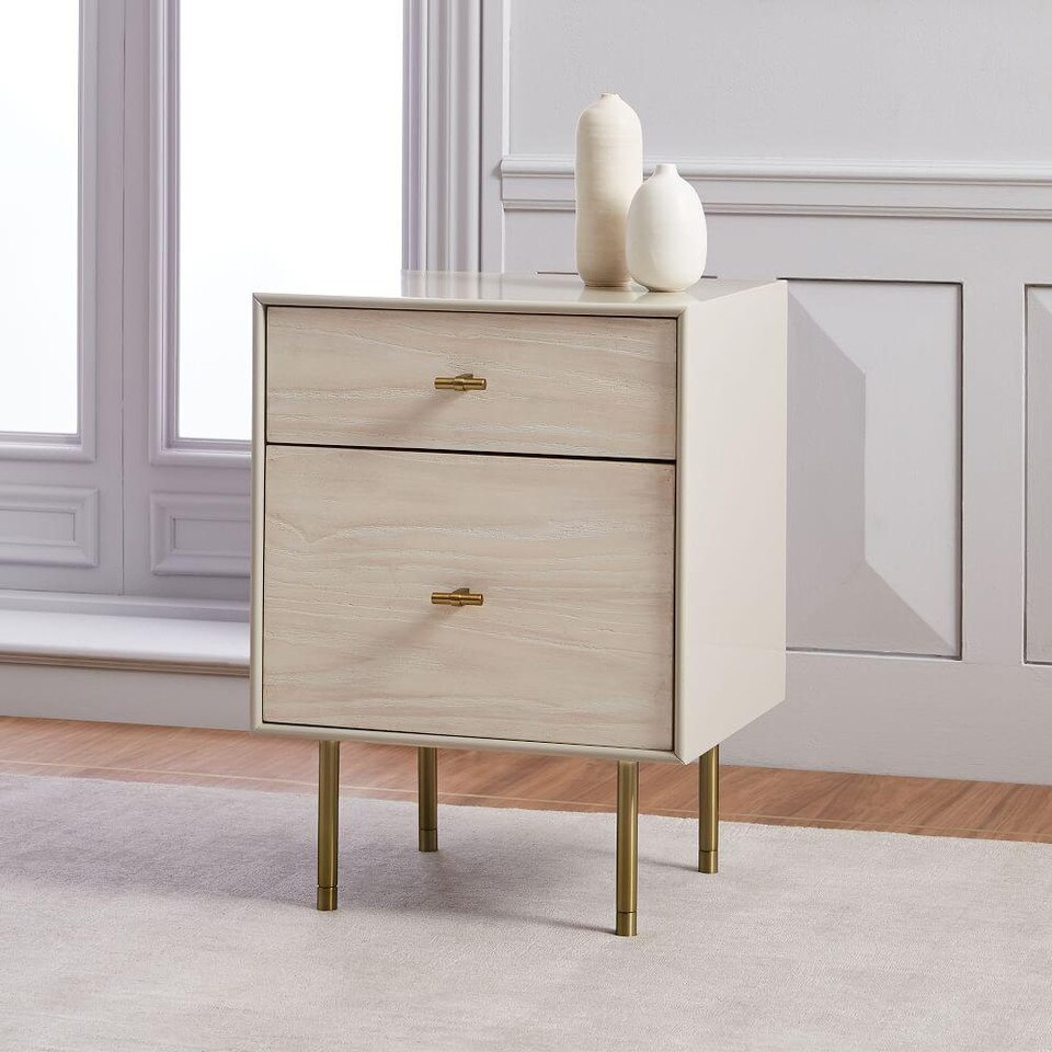 Modernist Wood + Lacquer Bedside Table, Winter Wood west elm Australia