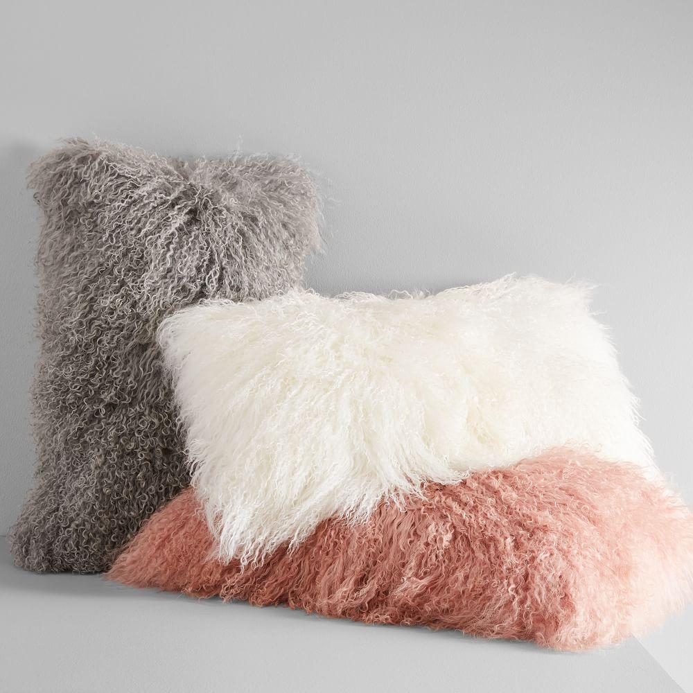 west elm mongolian lamb cushion