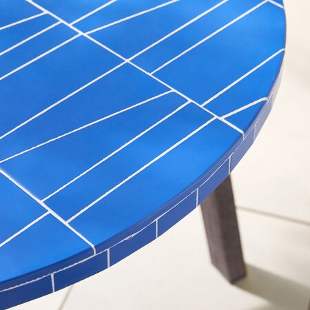 Mosaic Tiled Outdoor Bistro Table Landscape Blue West Elm