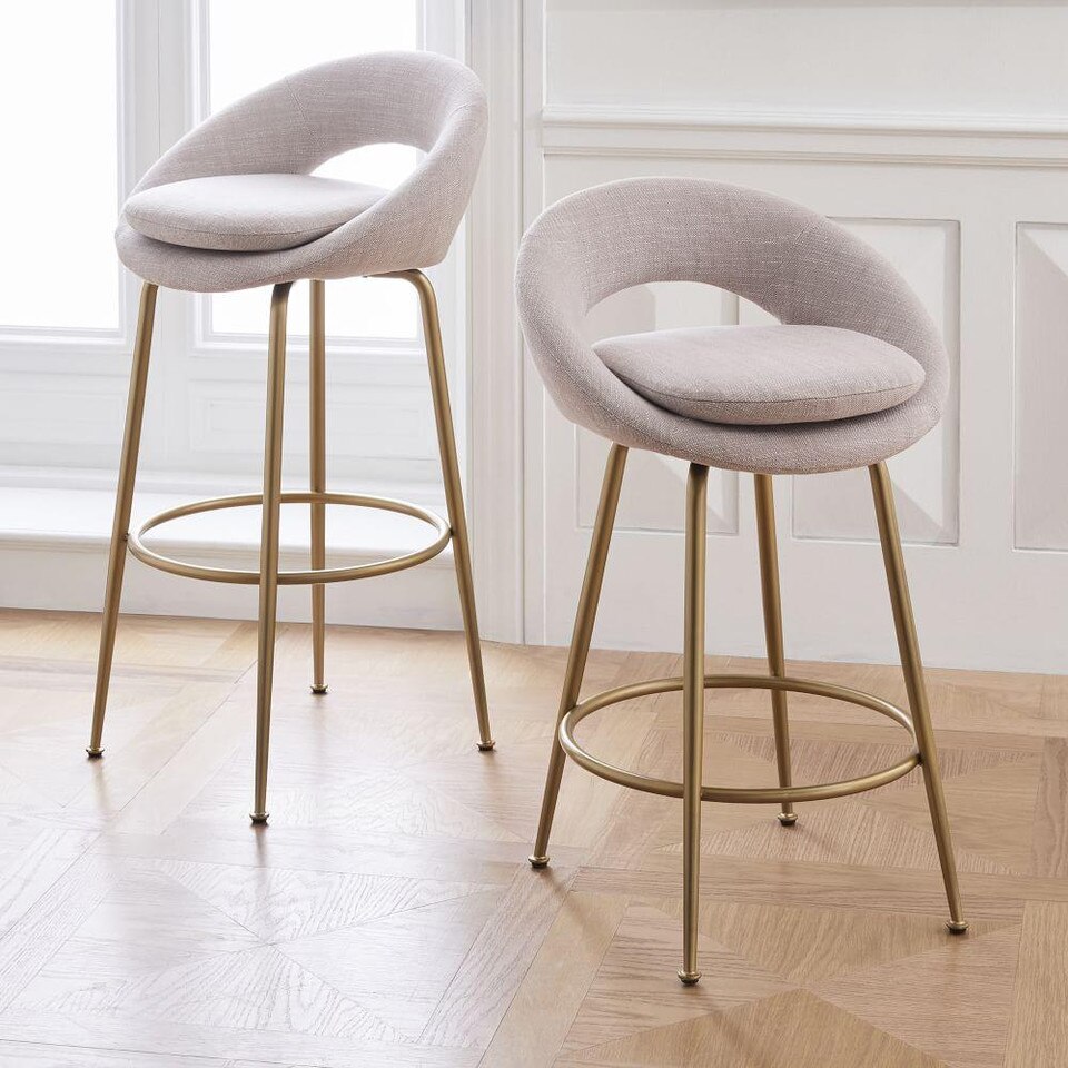 Orb Upholstered Bar + Counter Stools