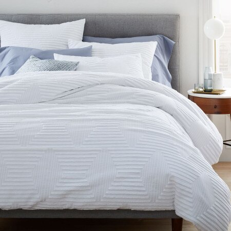 Organic Cotton Clipped Jacquard Diamond Quilt Cover Pillowcases