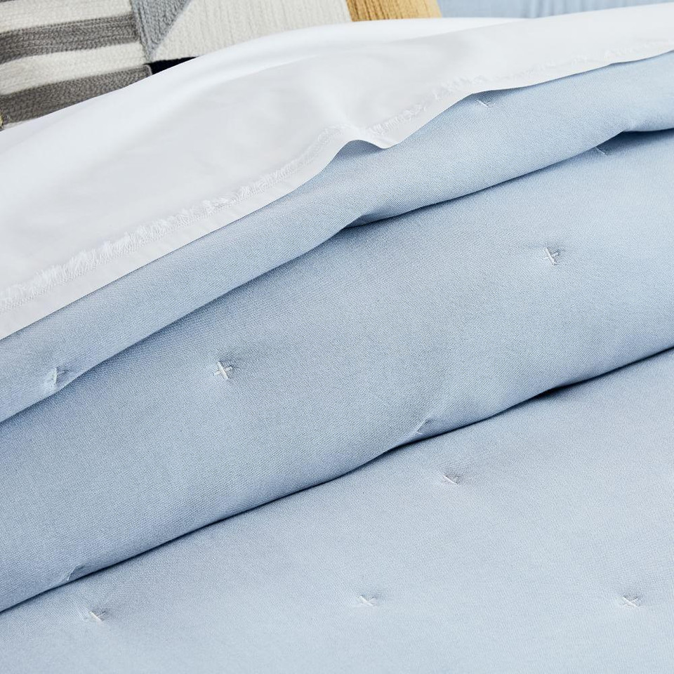 Organic Oxford Coverlet + Pillowcases - Kyoto Blue