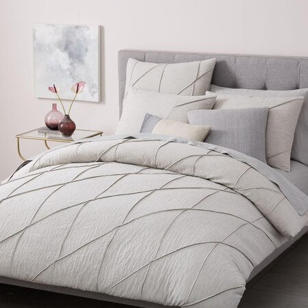 Pleated Grid Quilt Cover Pillowcases White West Elm Australia