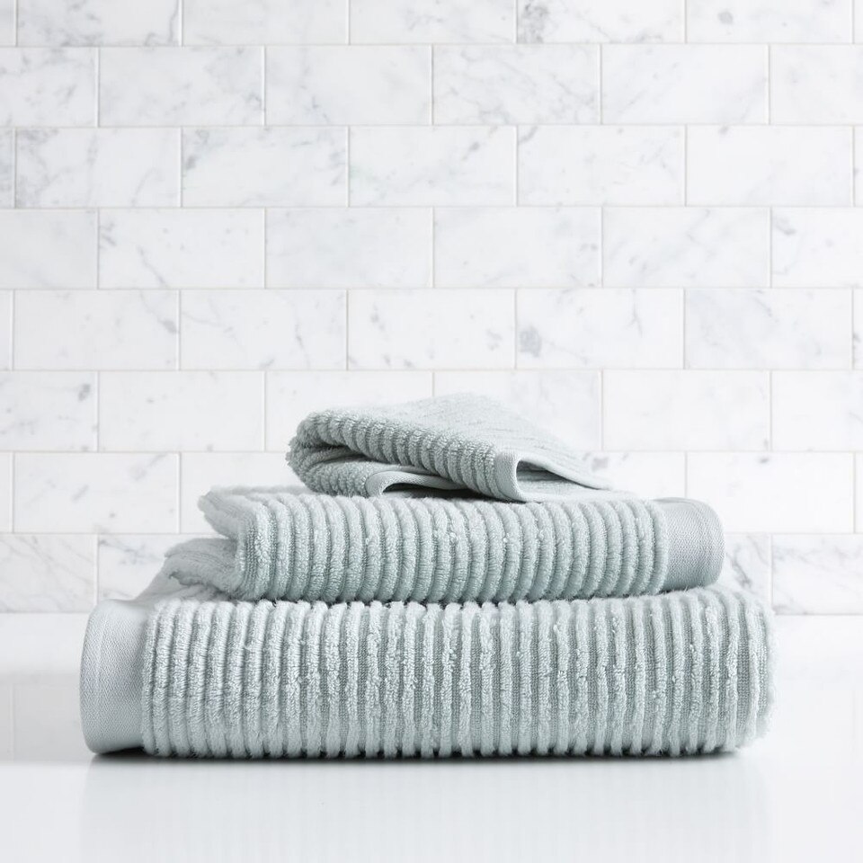 Organic Ribbed Fibrosoft™ Towels - Freshwater Blue