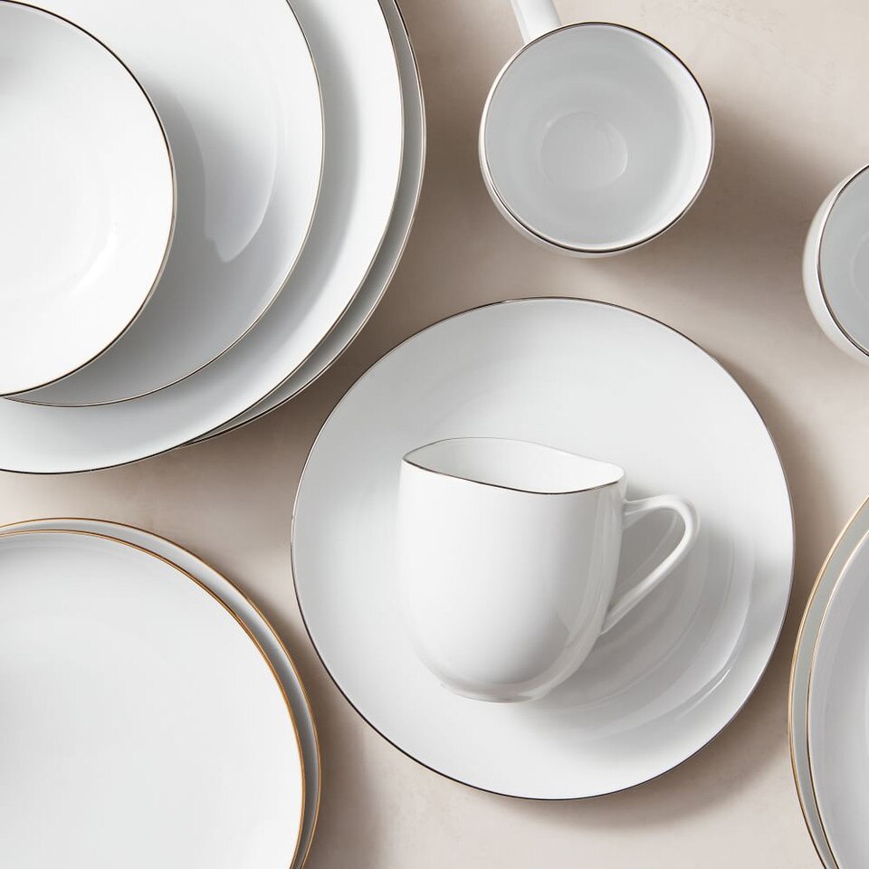 Organic Porcelain Gold-Rimmed Dinnerware (Set of 12) | West Elm Australia