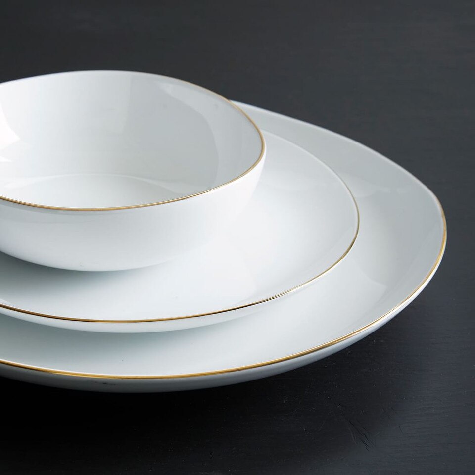 Organic Shaped Metallic Rimmed Dinnerware | West Elm Australia