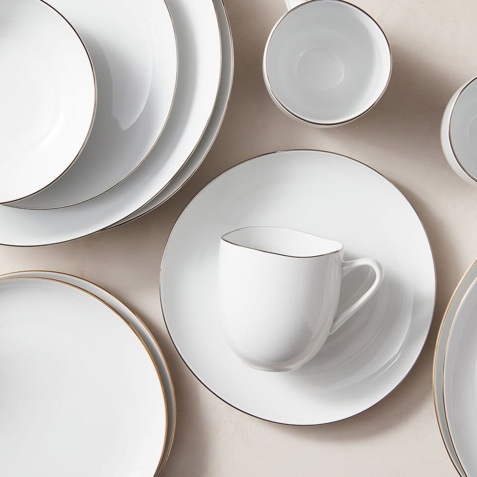 Organic Porcelain Gold-Rimmed Dinner Plates