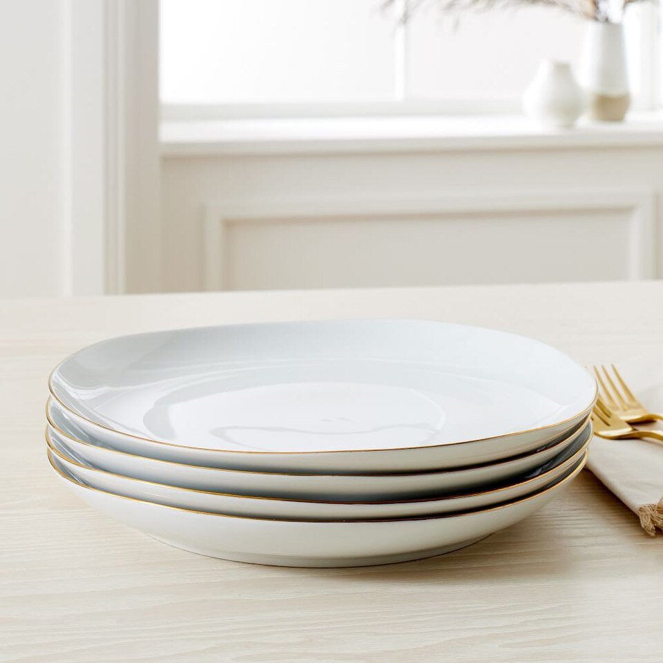 Organic Porcelain Gold-Rimmed Dinner Plates