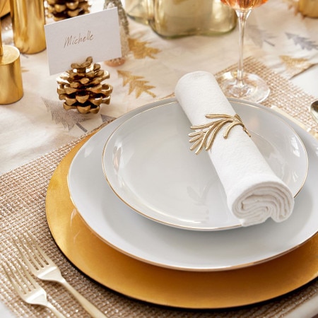 Organic Porcelain Gold-Rimmed Dinner Plates