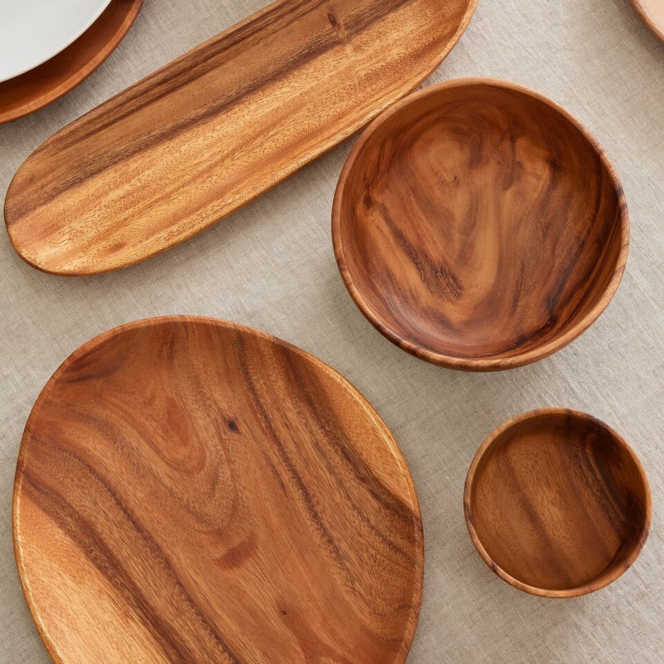 Organic Shaped Wood Serving Bowls