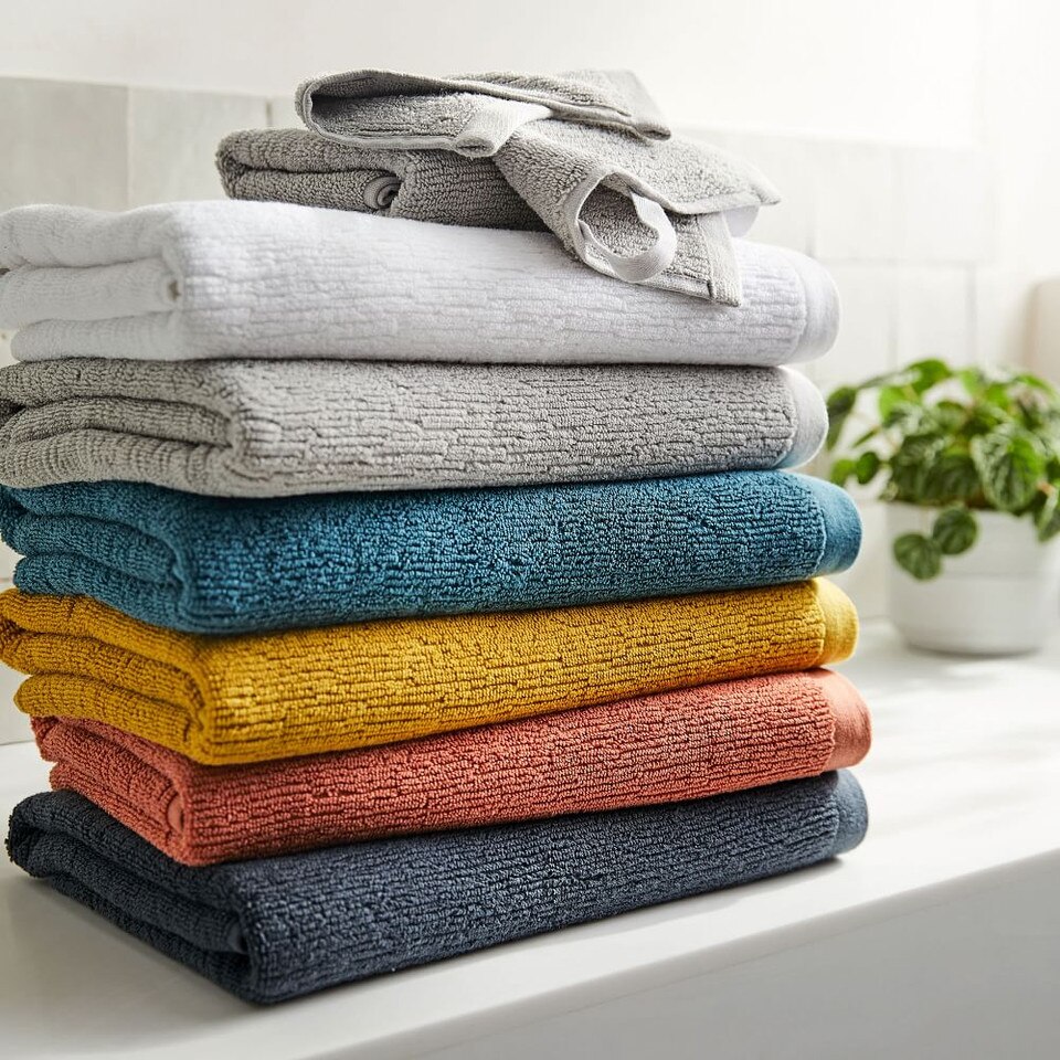 Organic Quick-Dry Textured Towels - White