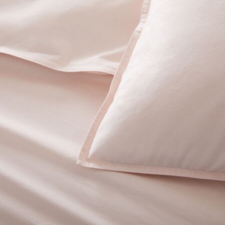 Organic Washed Cotton Percale Quilt Cover Pillowcases Pink Champagne West Elm Australia