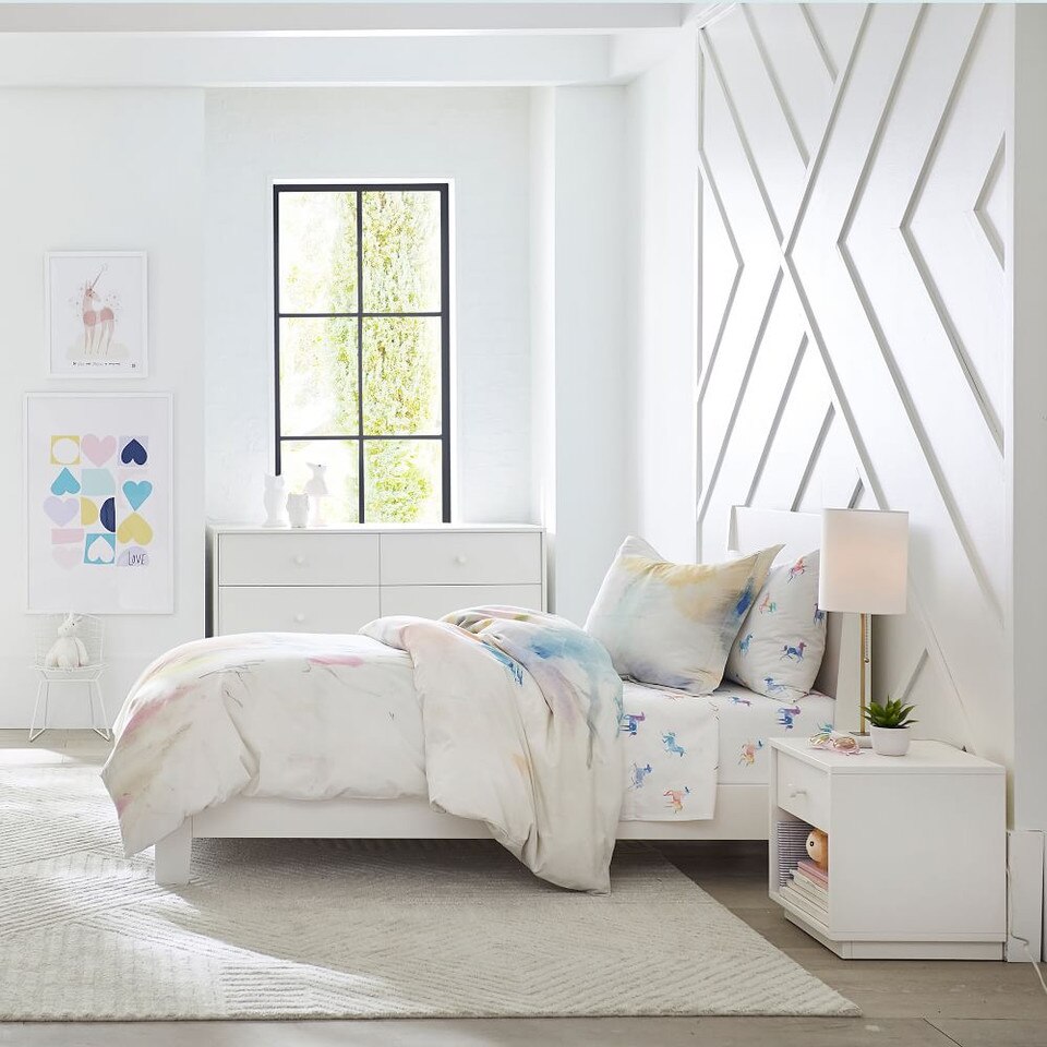 Organic Watercolour Unicorn Sheet Set West Elm Australia