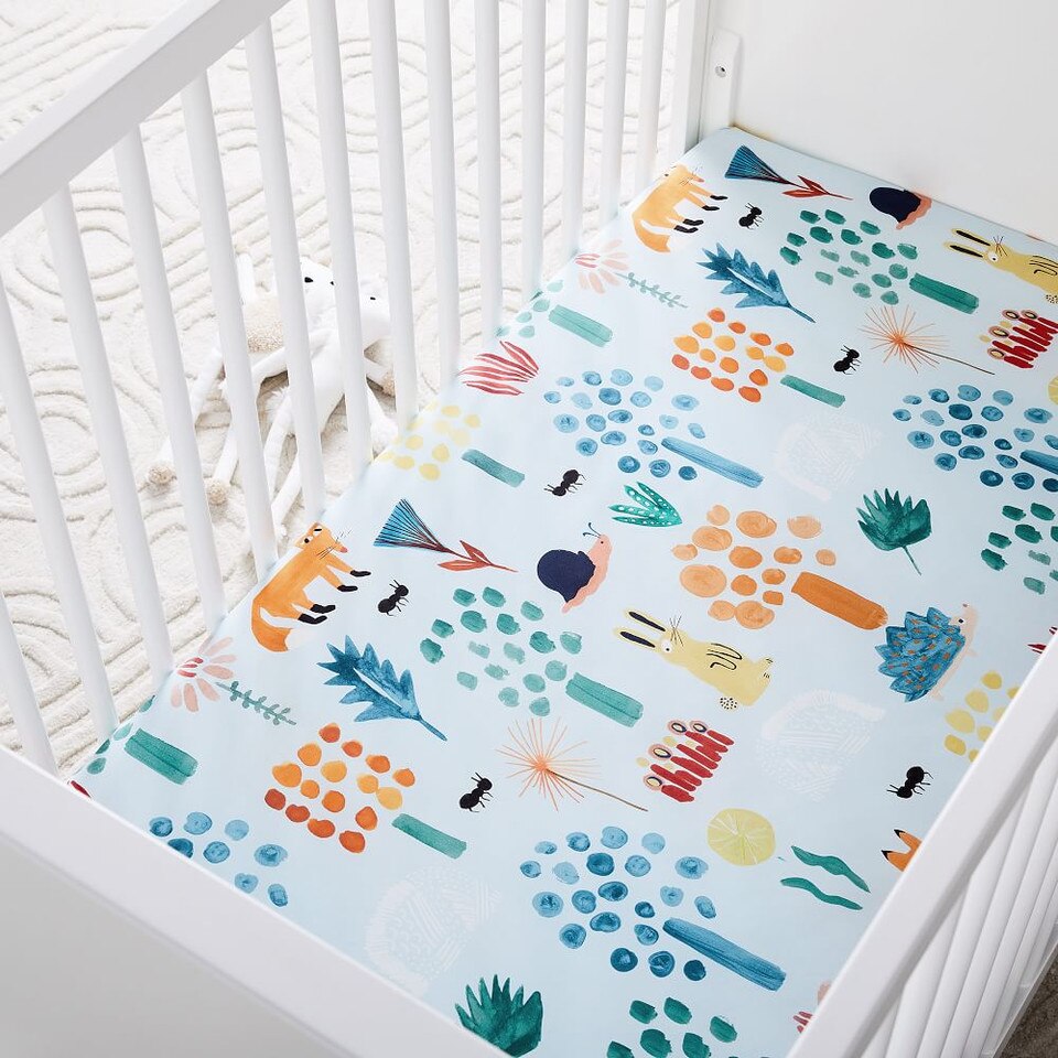 Organic Woodland Cot Fitted Sheet - Multi
