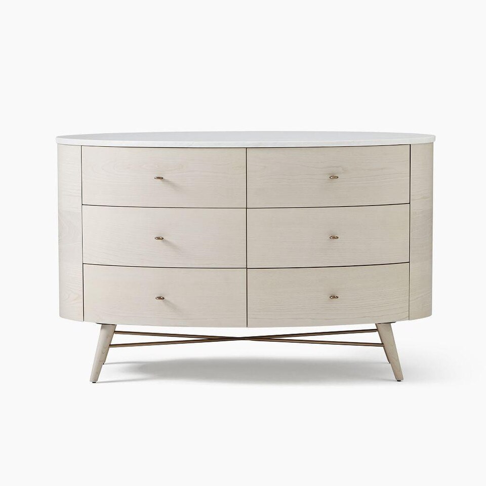 Penelope 6Drawer Dresser Feather Grey w/ Marble Top West Elm Australia