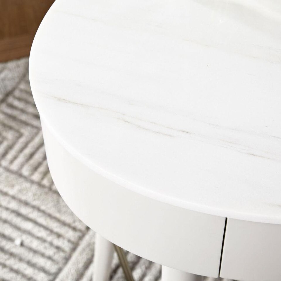 Penelope Mini Desk - Oyster w/ Marble Top