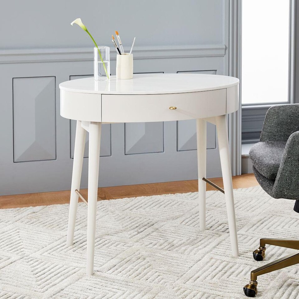 Penelope Mini Desk - Oyster w/ Marble Top
