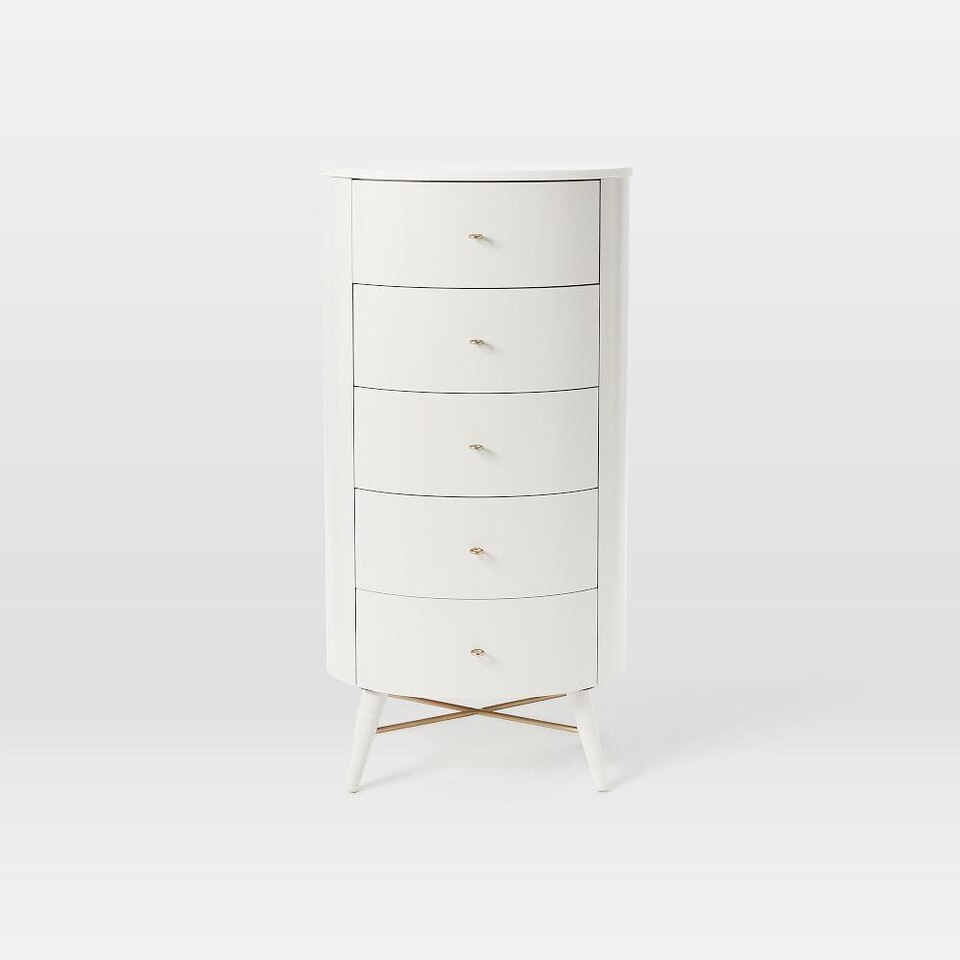Penelope Narrow 5-Drawer Dresser - Oyster w/ Marble Top