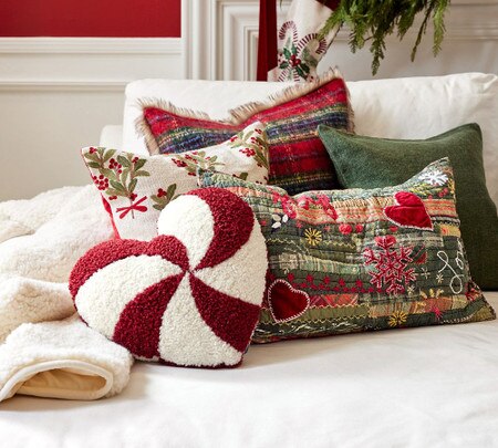 Pottery Barn Peppermint Swirl Heart-Shaped Cushion