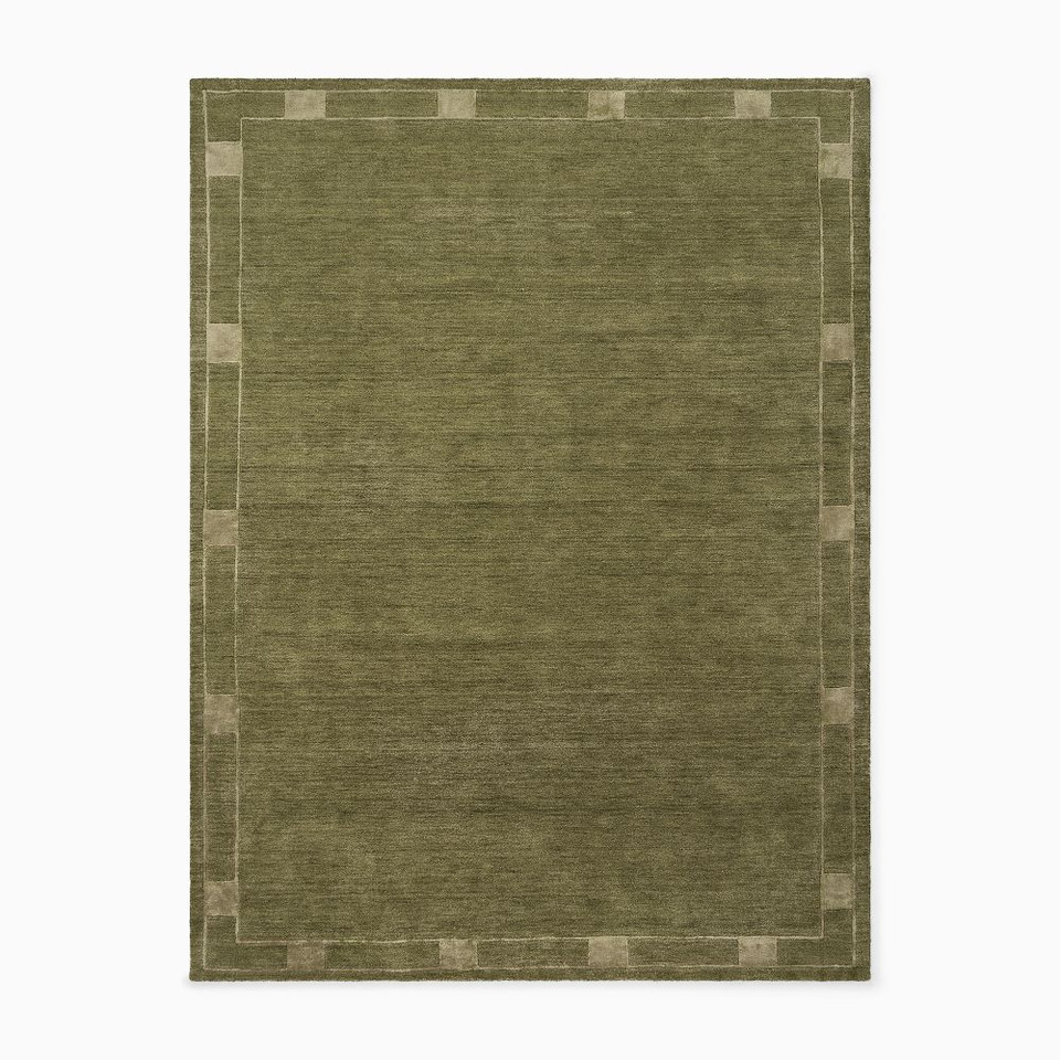 Wool Rug Bordered Design Pierce & Ward Deco Border Handwoven Wool Rug