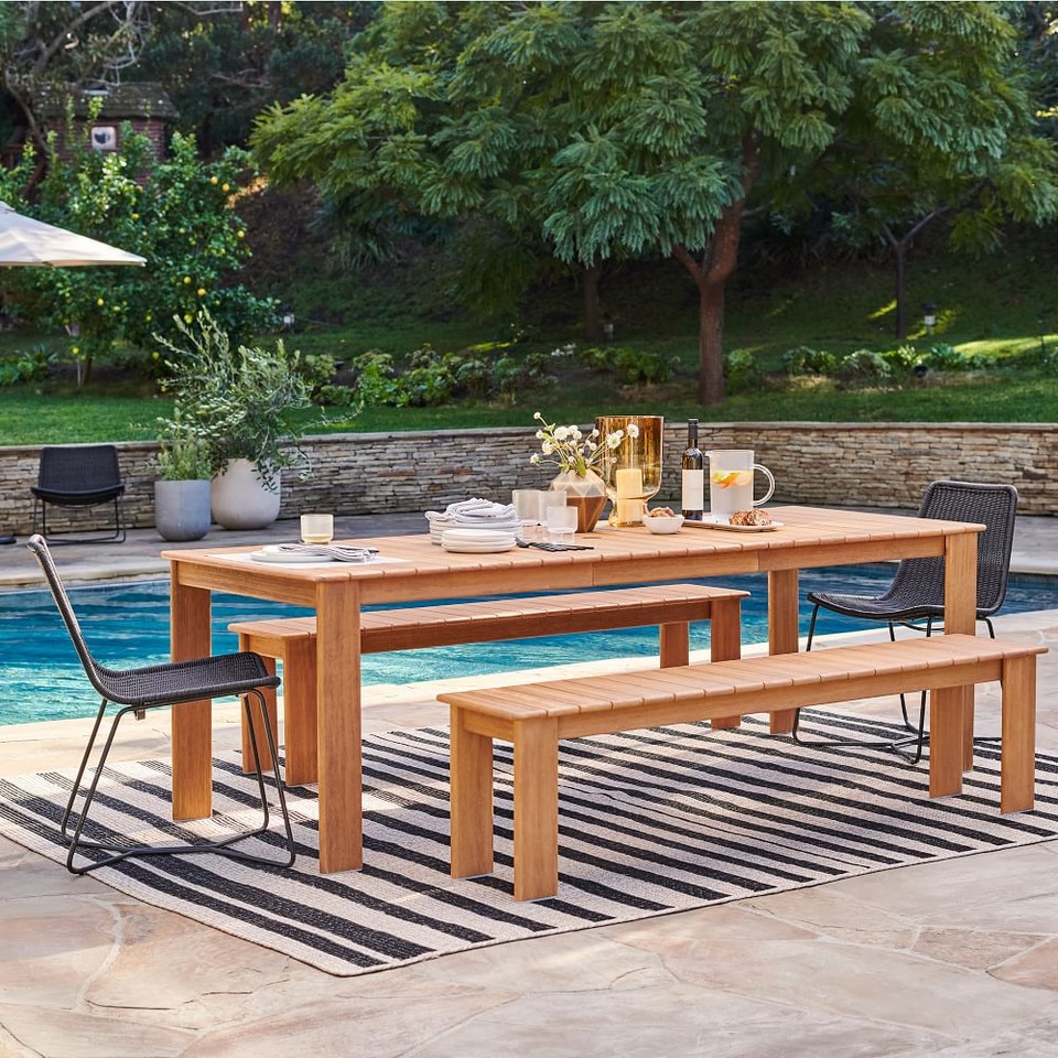 Playa Outdoor Dining Table + Benches Set