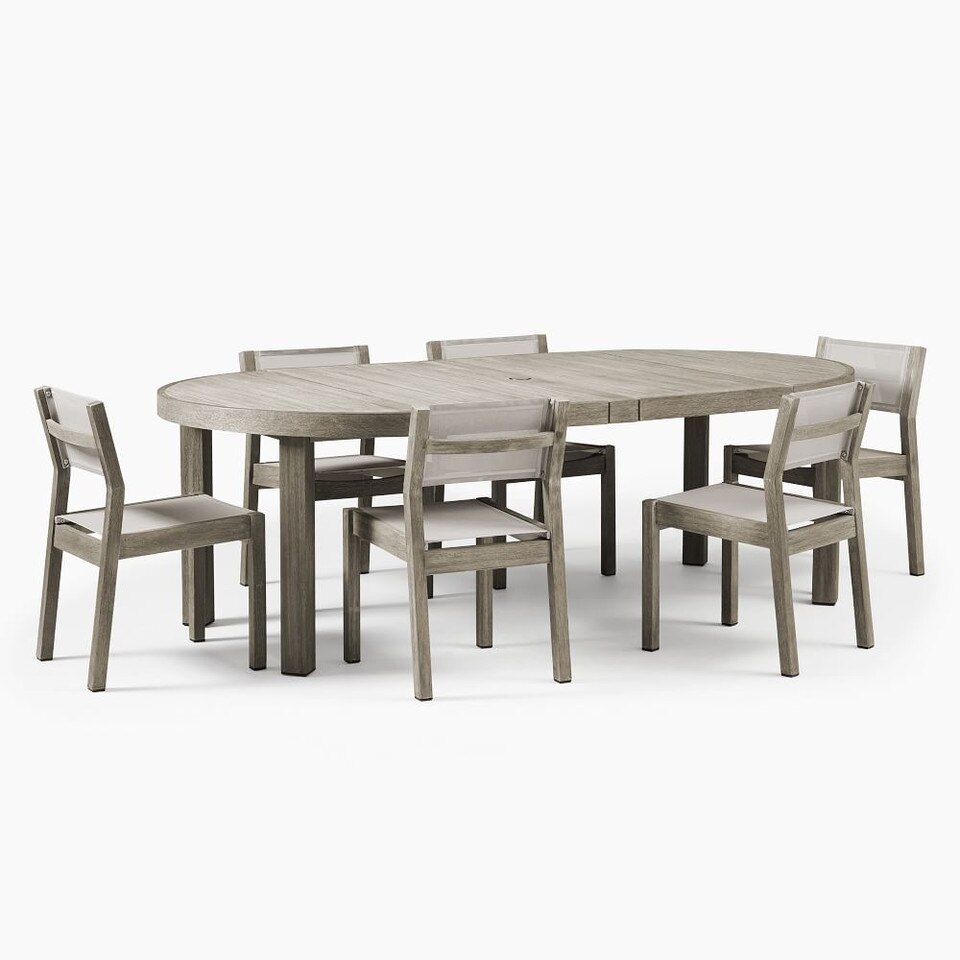Portside Outdoor Expandable Round Dining Table & 6 ...