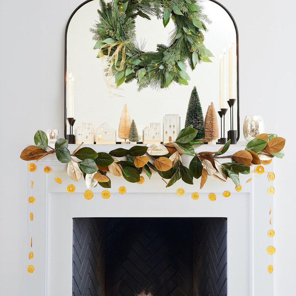 Pre-Lit Faux Mixed Seeded Eucalyptus Wreath & Garland