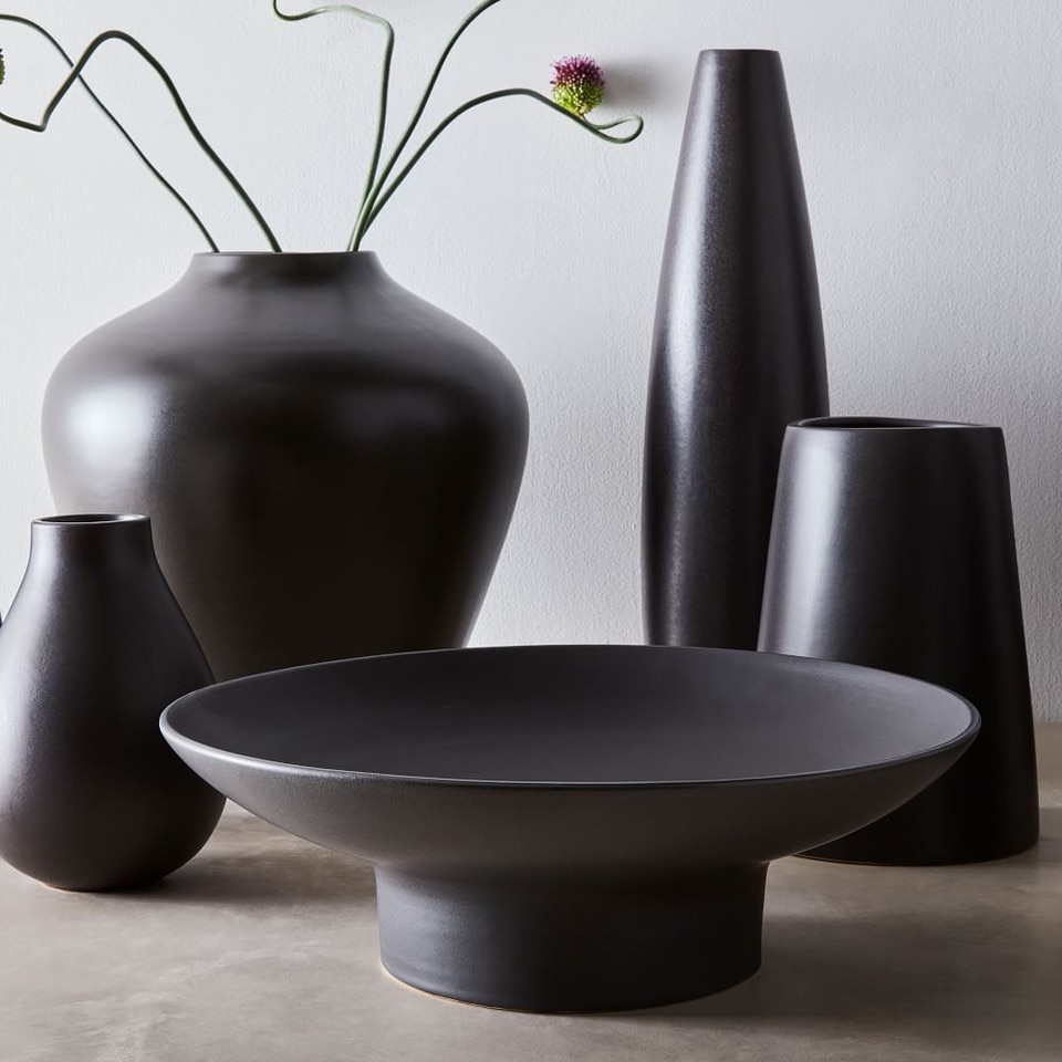 Pure Black Ceramic Vases