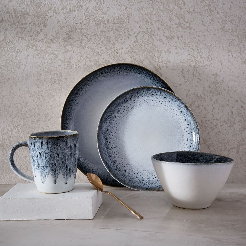 Reactive Glaze Stoneware Dinnerware Black & White west elm Australia