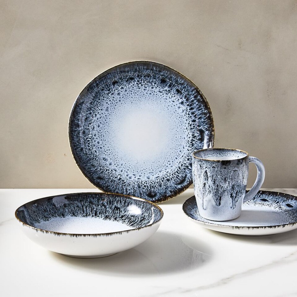 Reactive Glaze Stoneware Dinnerware Black & White west elm Australia