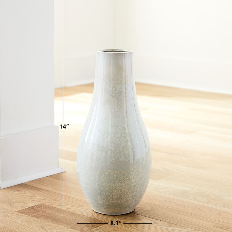 Reactive Glaze Large Floor Vases - White