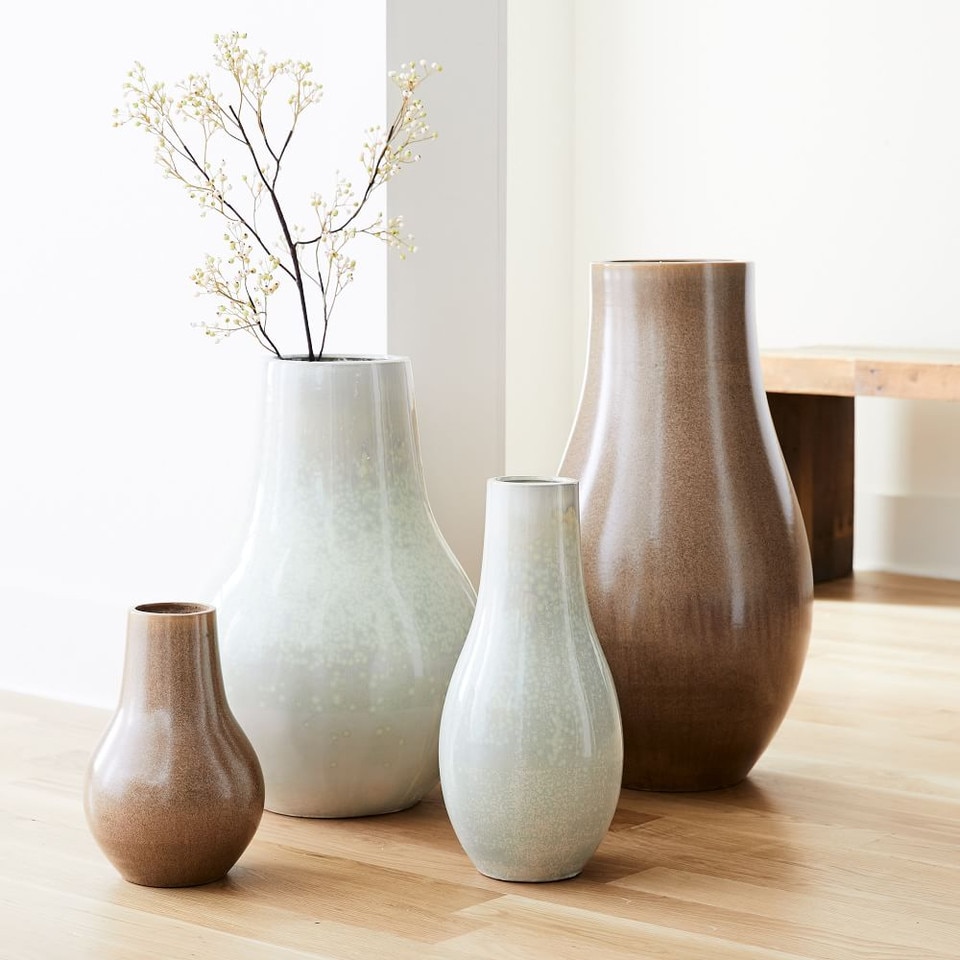 Reactive Glaze Large Floor Vases - White