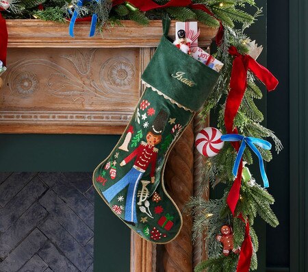 Pottery Barn Kids Rifle Paper Nutcracker Embroidered Velvet Christmas  Stocking Collection