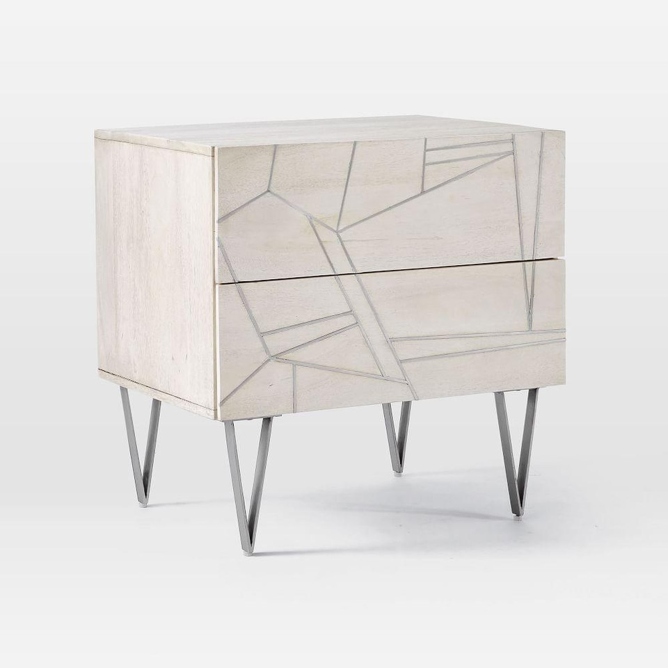 Roar + Rabbit™ Silver Geo Inlay Bedside Table - Bone