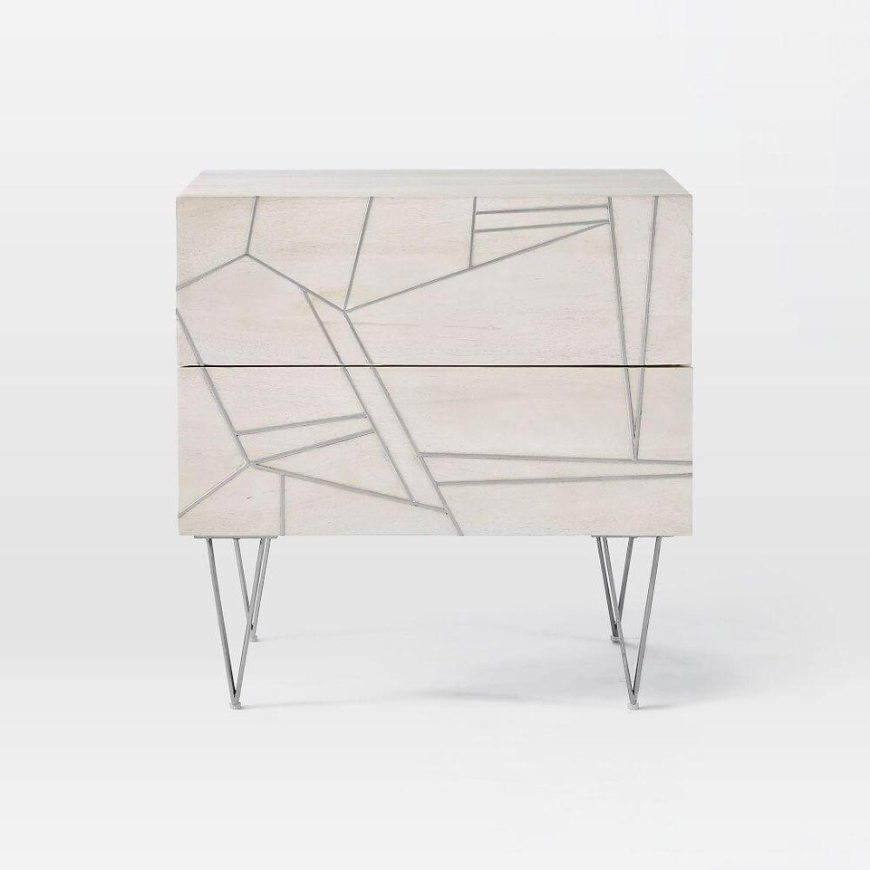 Roar + Rabbit™ Silver Geo Inlay Bedside Table - Bone