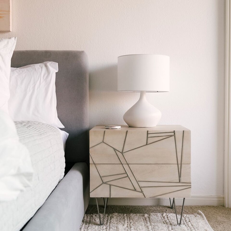 Roar + Rabbit™ Silver Geo Inlay Bedside Table - Bone