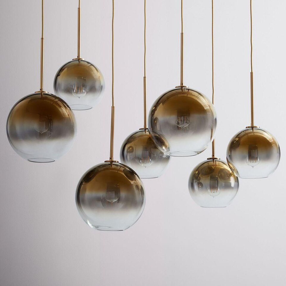 Sculptural Glass Globe 7-Light Chandelier - Mixed ...